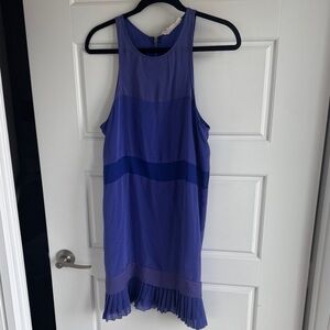 Sleeveless Purple Dress with Pleated Hem